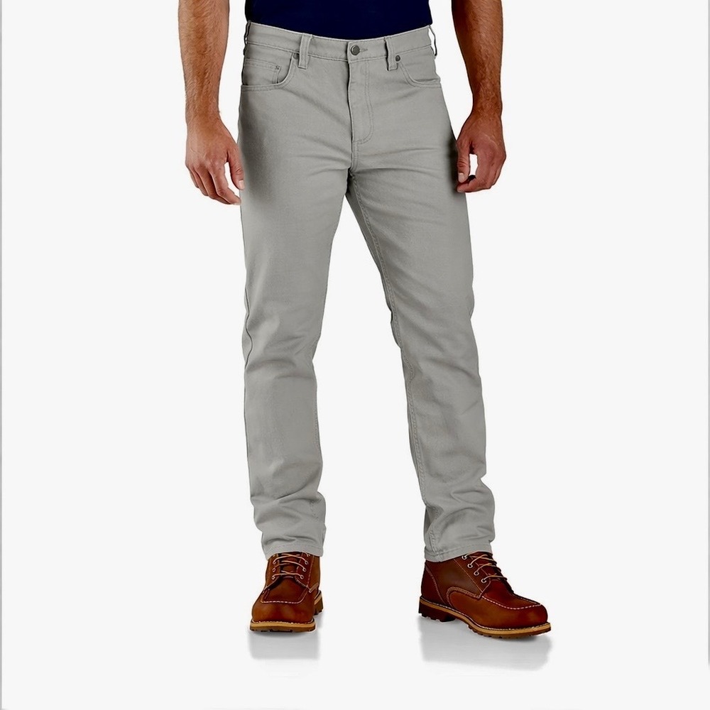 Carhartt‎ Mens Slim Fit Tapered Rugged Flex Duck Pant 32x34 Light Gray Twill